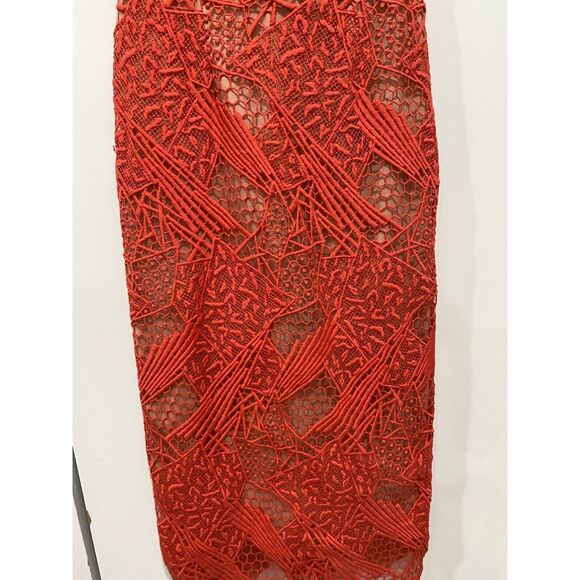 Manning Cartell Dress Red Lace sheath Medium Midi Gallery View Embroidered - Picture 6 of 16